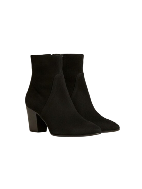 Alumnae Shoes - Alumnae Crosta Nero Black Suede Pointed Toe Heeled Ankle Boots 5.5 NWT